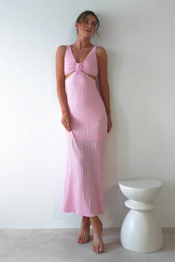 Nakia Textured Maxi Dress | Pink