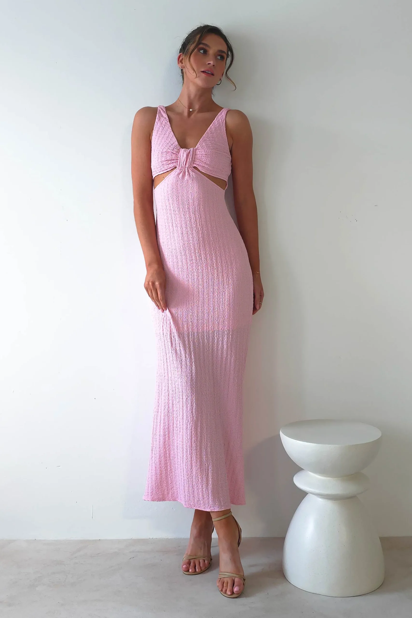 Nakia Textured Maxi Dress | Pink