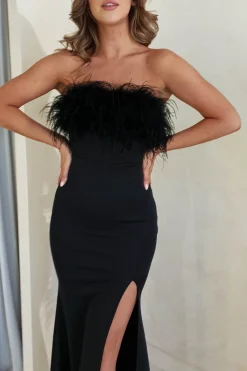 Nalani Feather Detail Gown | Black