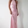 Natalia Soft Satin Maxi Dress | Pink
