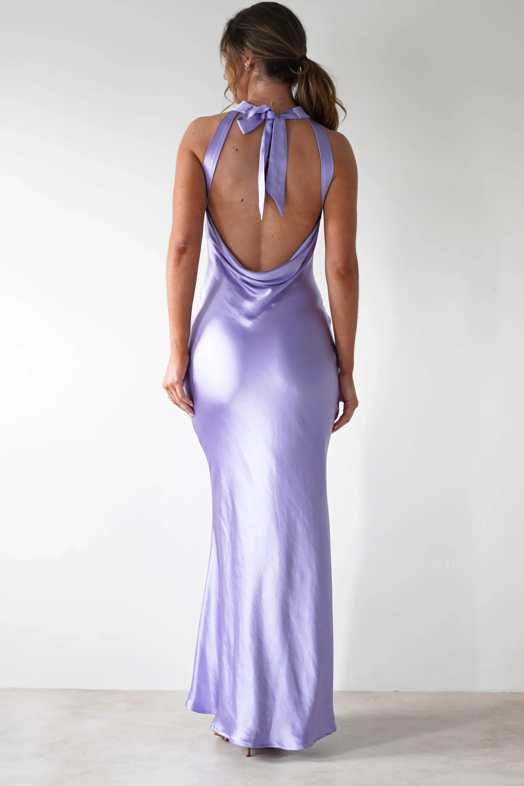 Natalia Soft Satin Maxi Dress | Lavendar