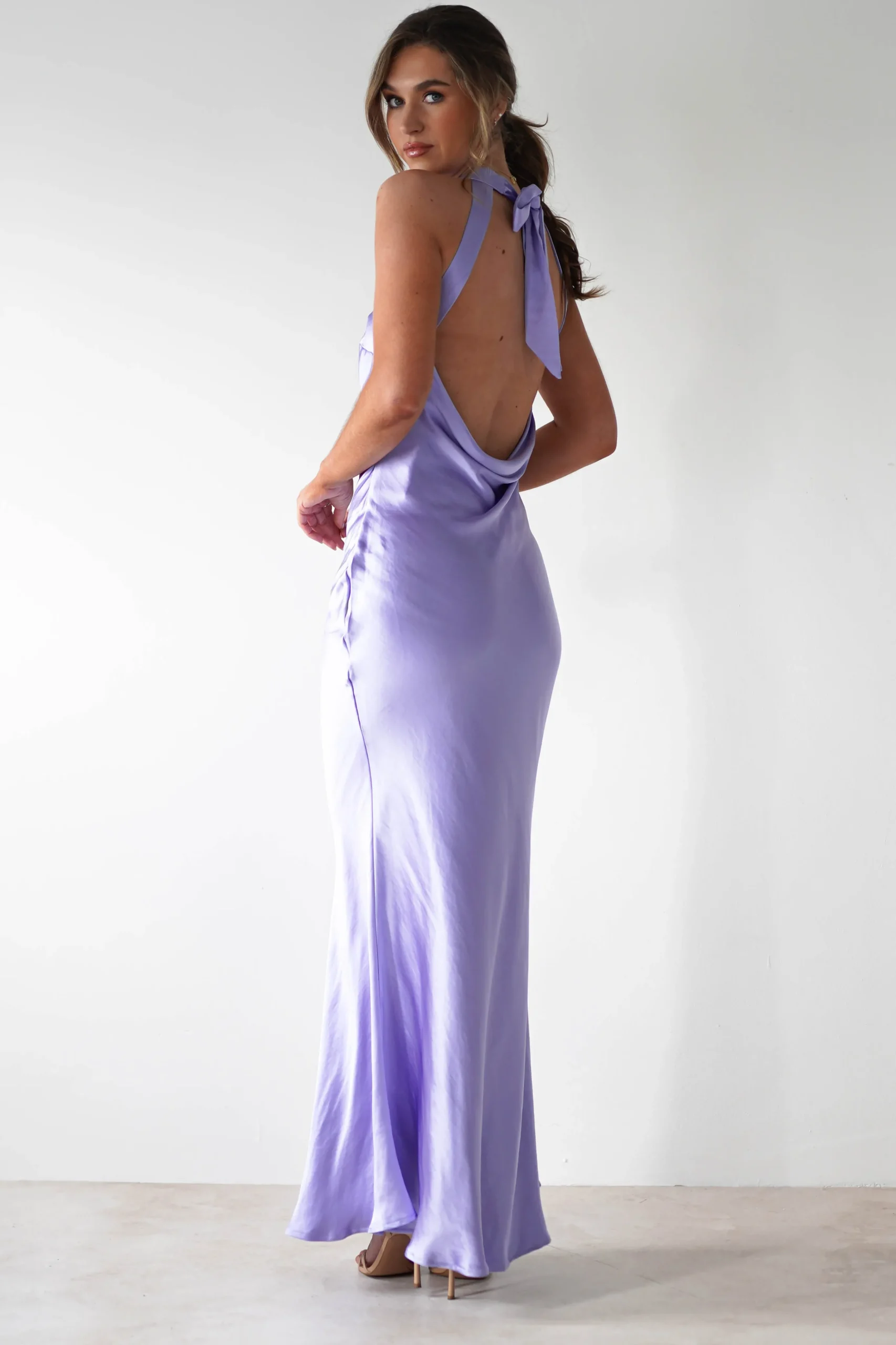 Natalia Soft Satin Maxi Dress | Lavendar