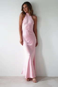Natalia Soft Satin Maxi Dress | Pink
