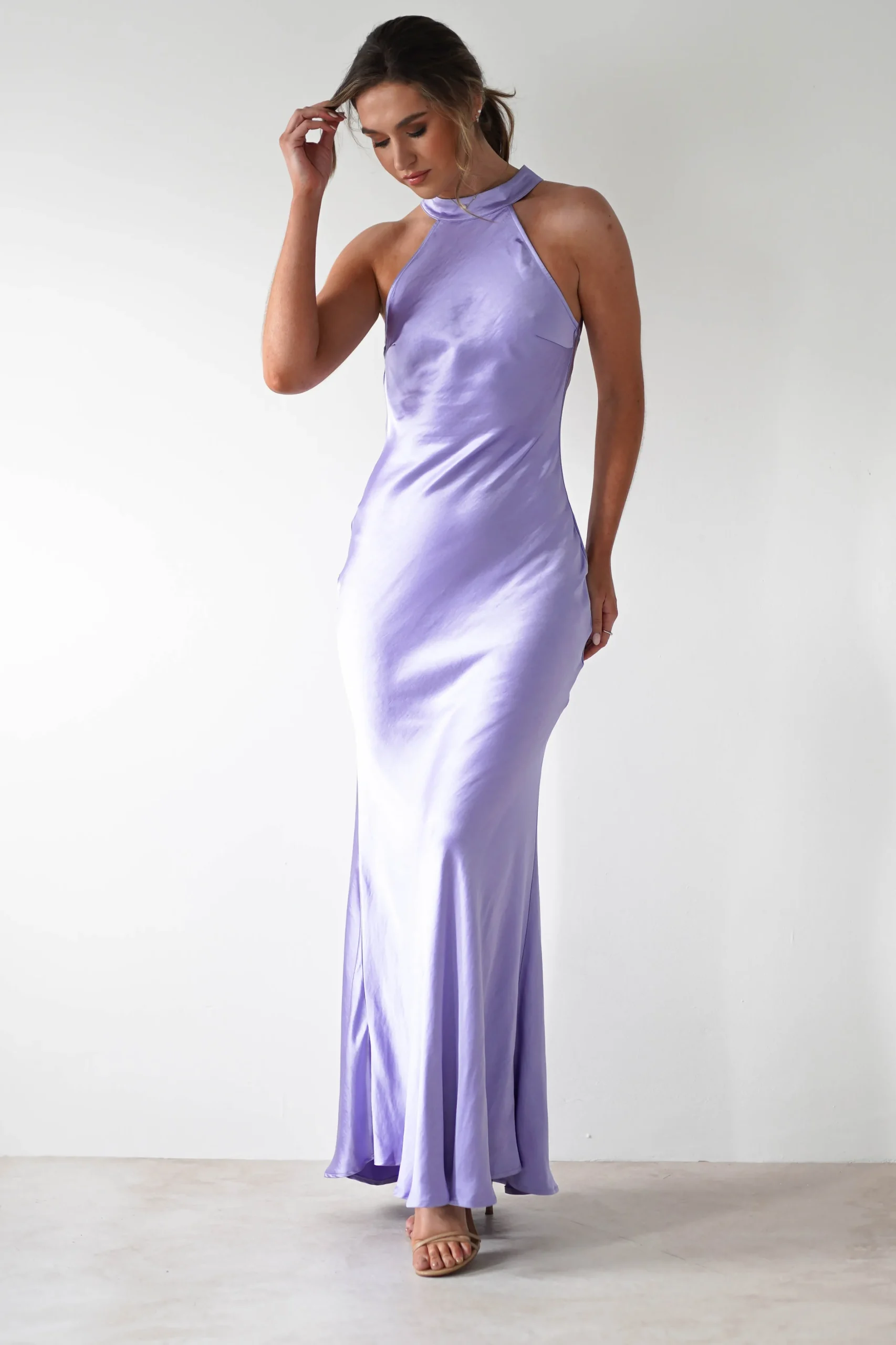 Natalia Soft Satin Maxi Dress | Lavendar