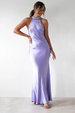 Natalia Soft Satin Maxi Dress | Lavendar