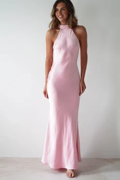 Natalia Soft Satin Maxi Dress | Pink
