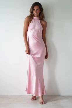 Natalia Soft Satin Maxi Dress | Pink