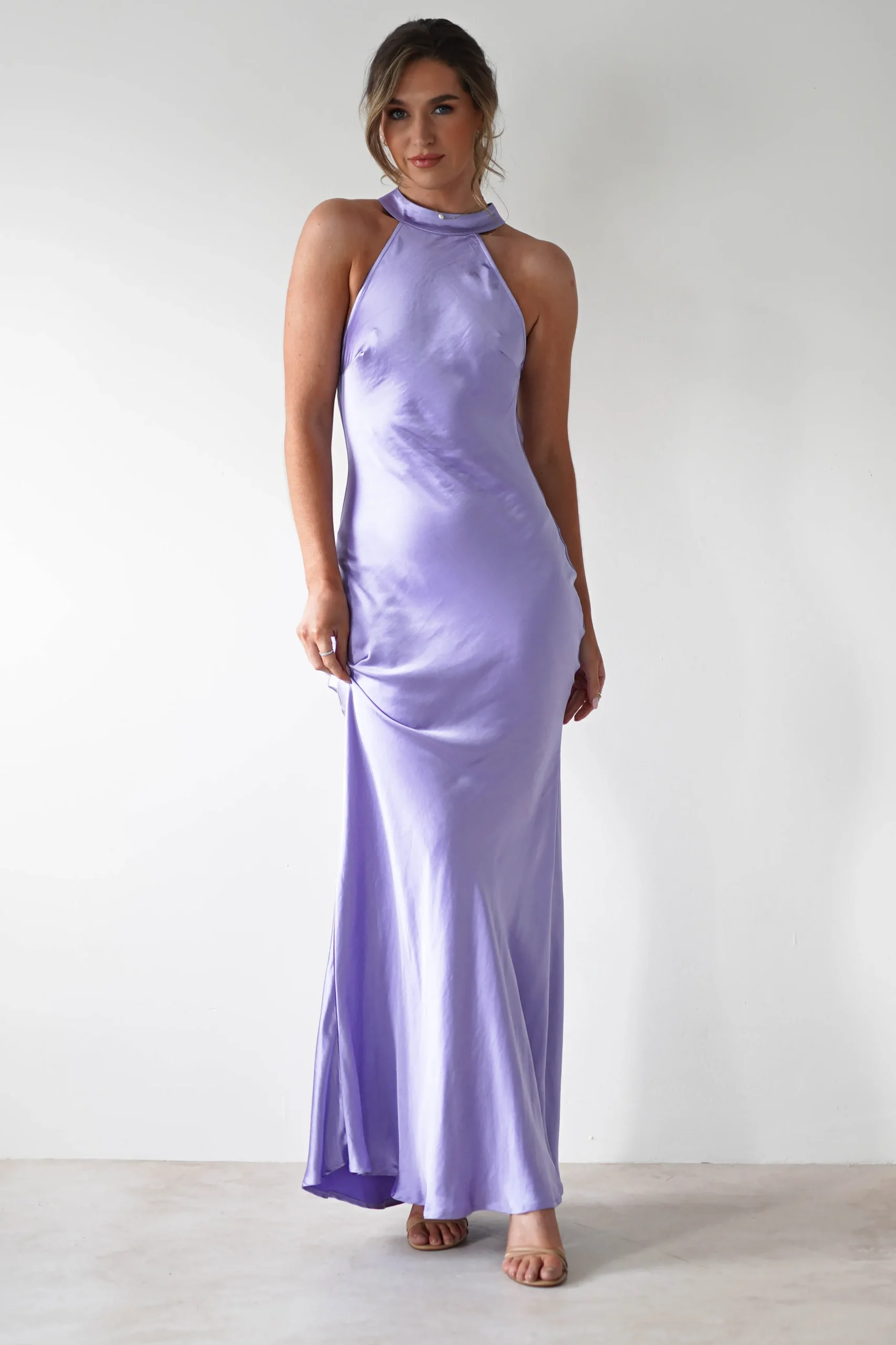 Natalia Soft Satin Maxi Dress | Lavendar