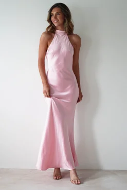 Natalia Soft Satin Maxi Dress | Pink