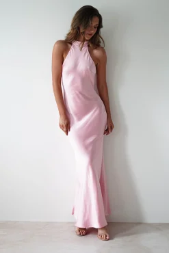 Natalia Soft Satin Maxi Dress | Pink