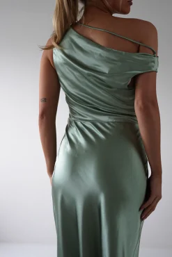 Nela Soft Off The Shoulder Maxi Dress | Sage
