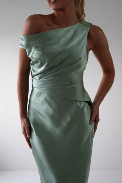 Nela Soft Off The Shoulder Maxi Dress | Sage