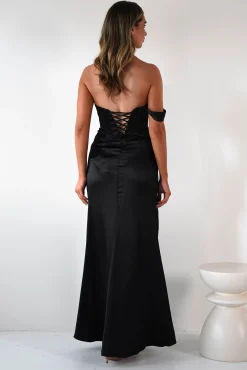 Nicolette Soft Satin Maxi Gown | Black