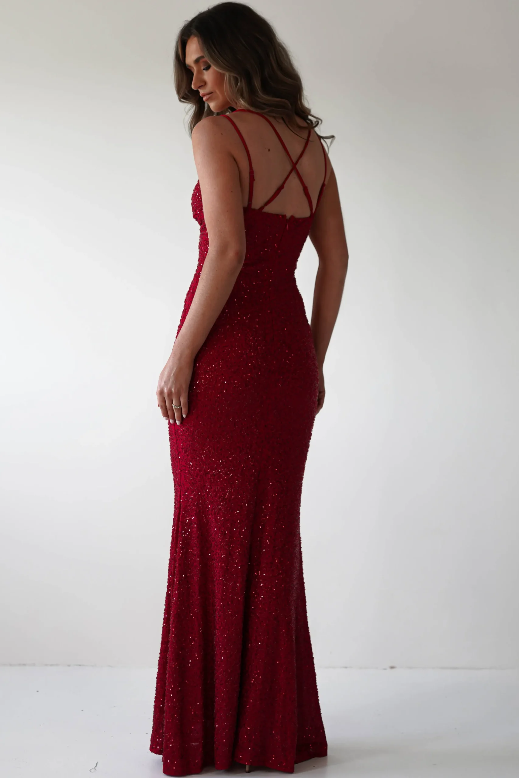 Nina Beaded Bodycon Gown | Red