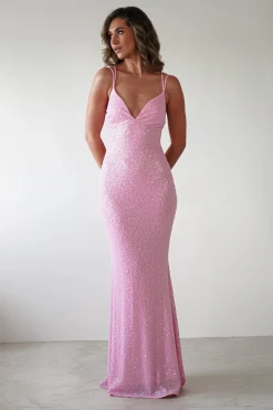 Nina Beaded Bodycon Gown | Pink