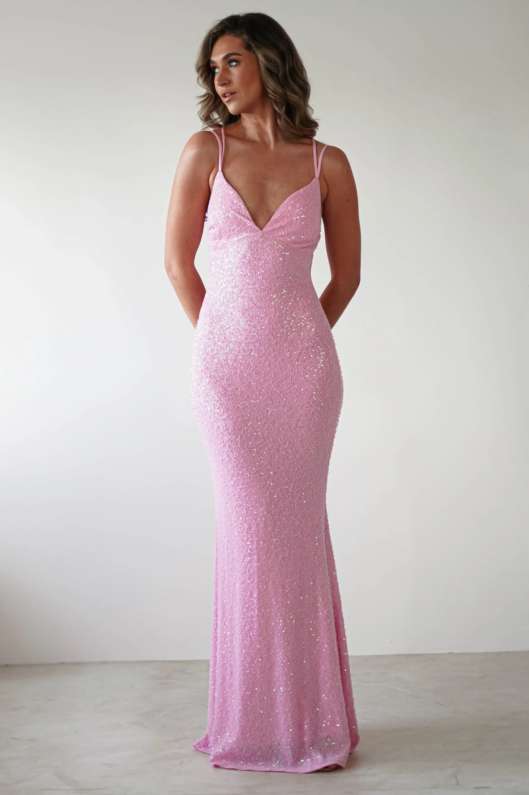 Nina Beaded Bodycon Gown | Pink