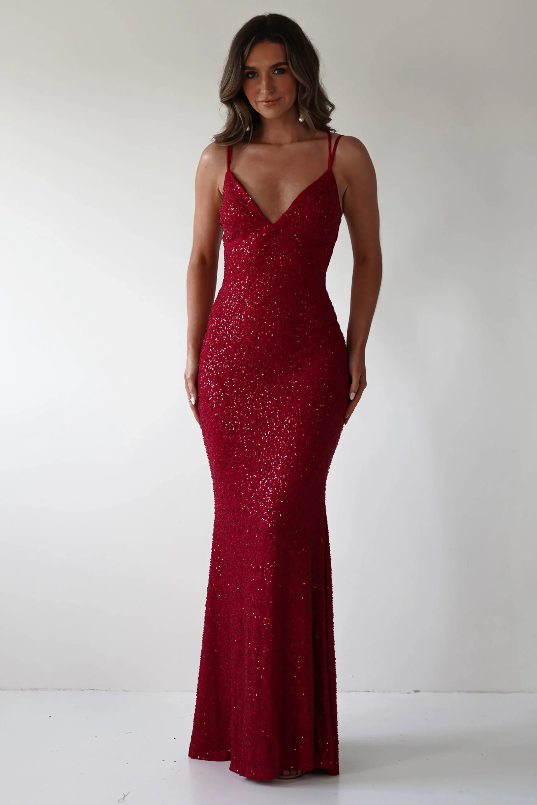 Nina Beaded Bodycon Gown | Red