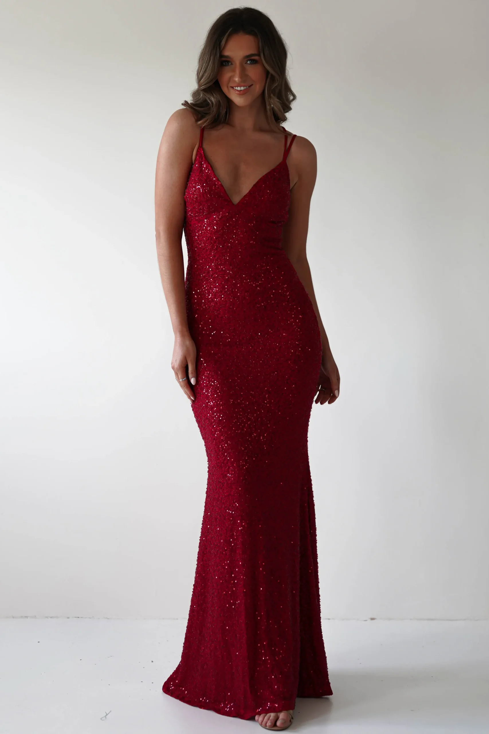 Nina Beaded Bodycon Gown | Red