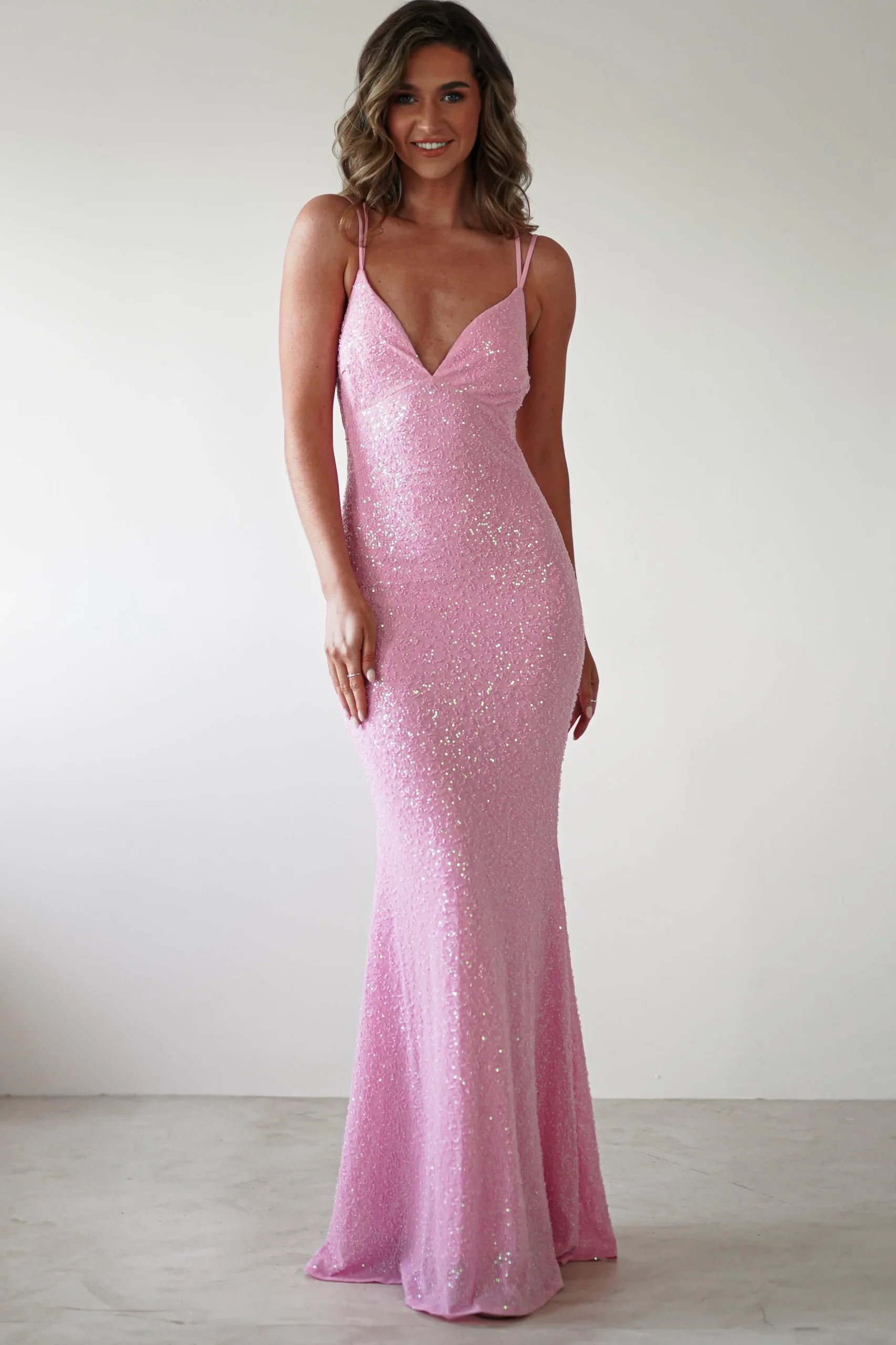Nina Beaded Bodycon Gown | Pink