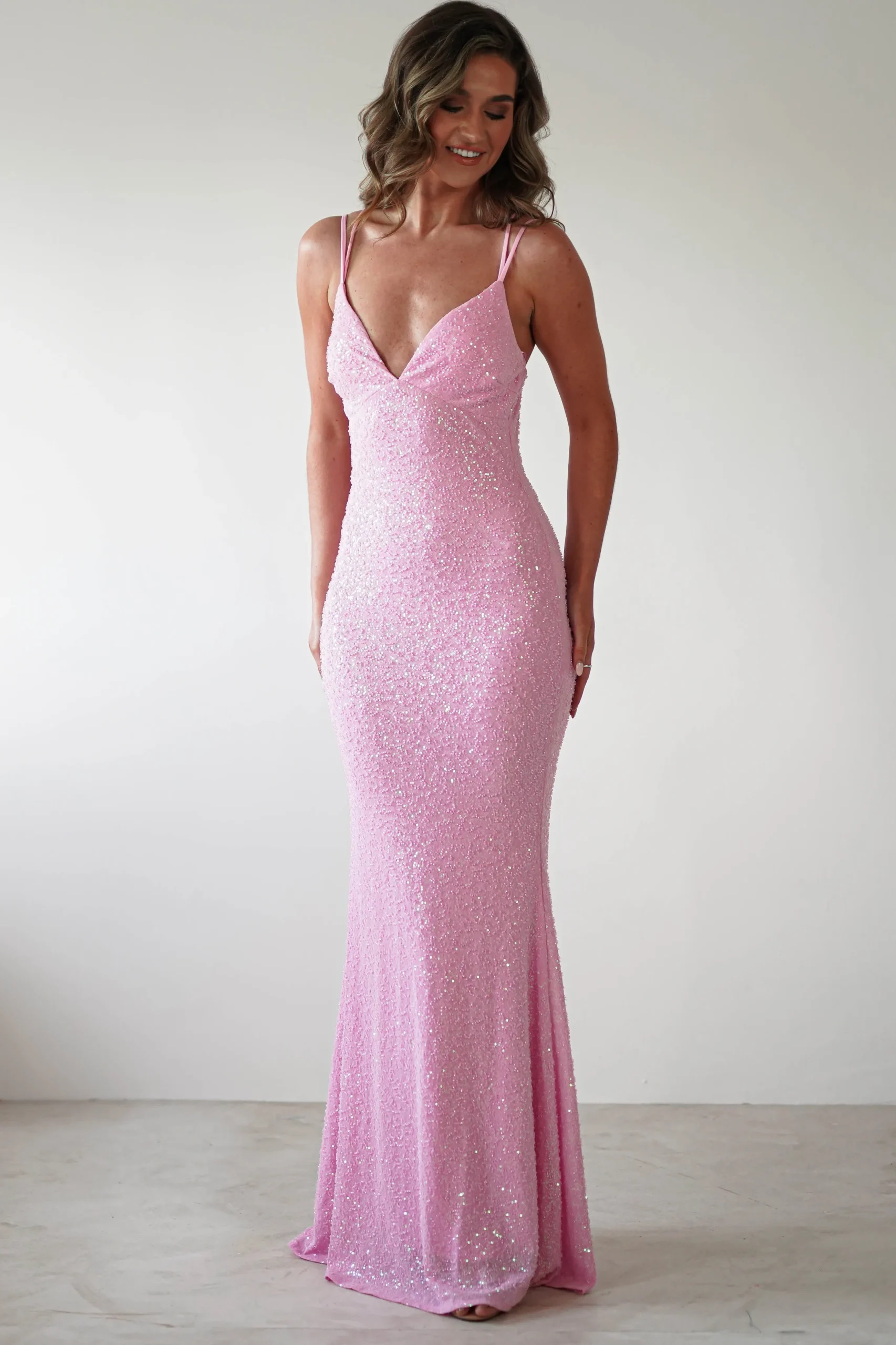 Nina Beaded Bodycon Gown | Pink