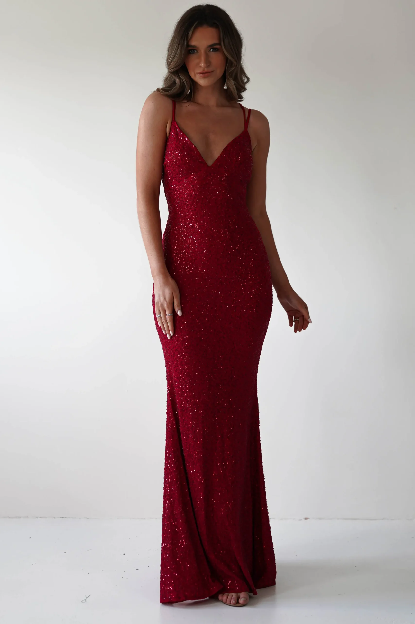 Nina Beaded Bodycon Gown | Red