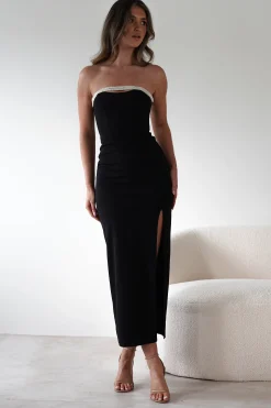 Nylia Strapless Bodycon Maxi Dress | Black