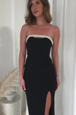 Nylia Strapless Bodycon Maxi Dress | Black