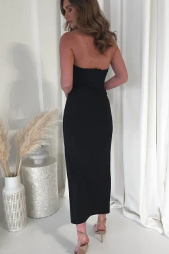 Nylia Strapless Bodycon Maxi Dress | Black