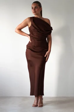 Odelle Soft Off The Shoulder Maxi | Brown