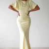 Olivia Soft Matte Satin Maxi Dress | Yellow