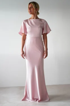 Olivia Soft Matte Satin Maxi Dress | Blush Pink