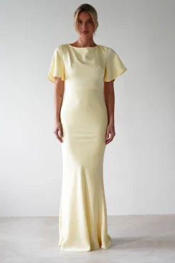 Olivia Soft Matte Satin Maxi Dress | Yellow
