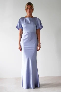 Olivia Soft Matte Satin Maxi Dress | Periwinkle Blue