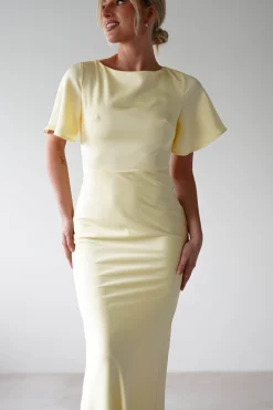Olivia Soft Matte Satin Maxi Dress | Yellow