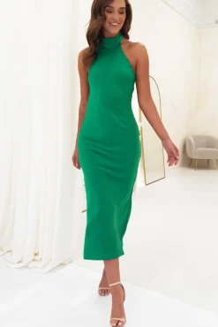 Pamela Halter Neck Maxi Dress | Green