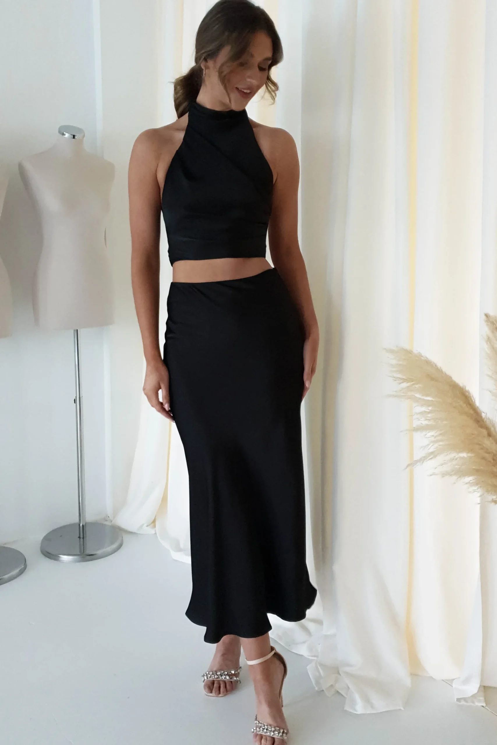 Pamela Satin Top | Black