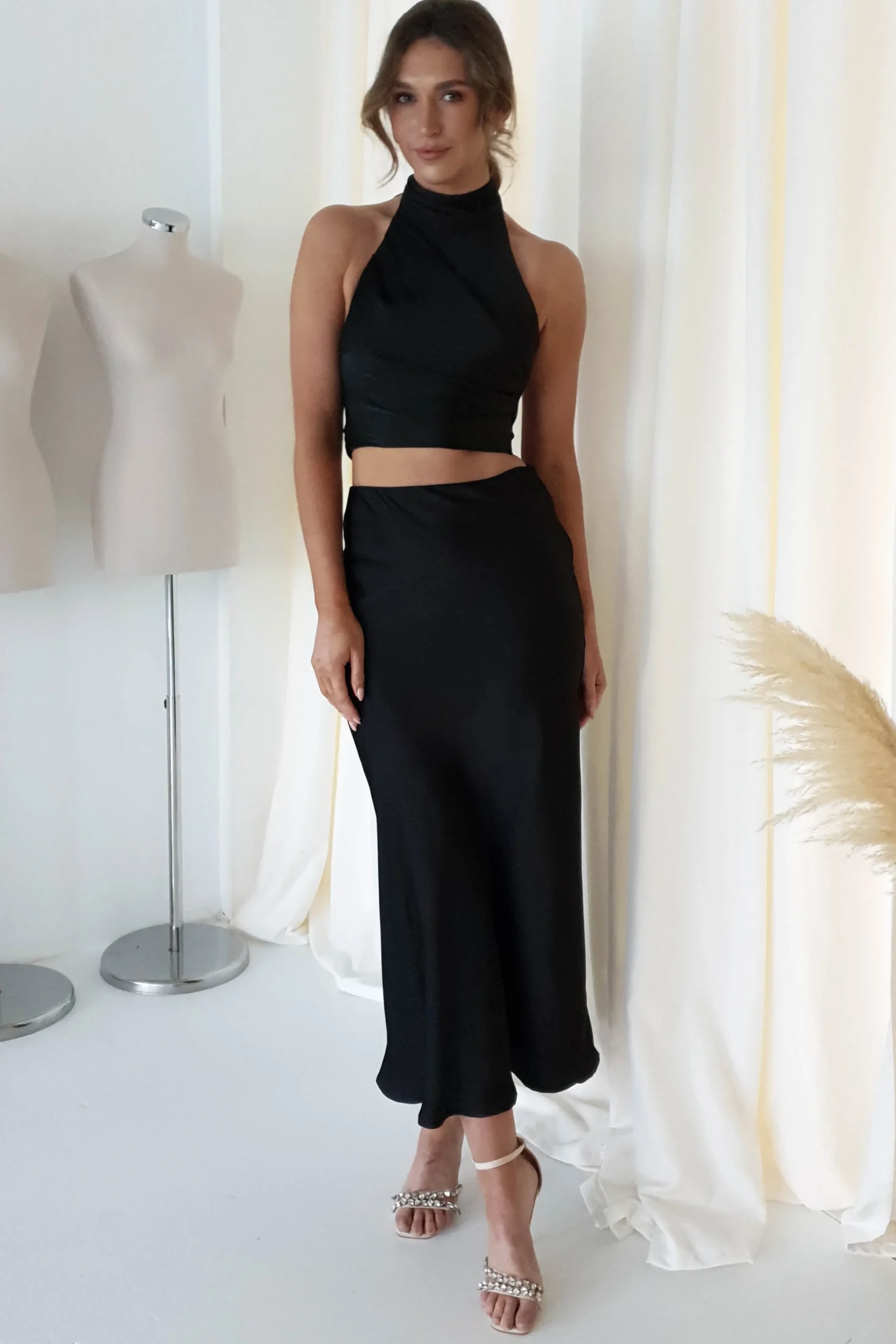 Pamela Satin Top | Black