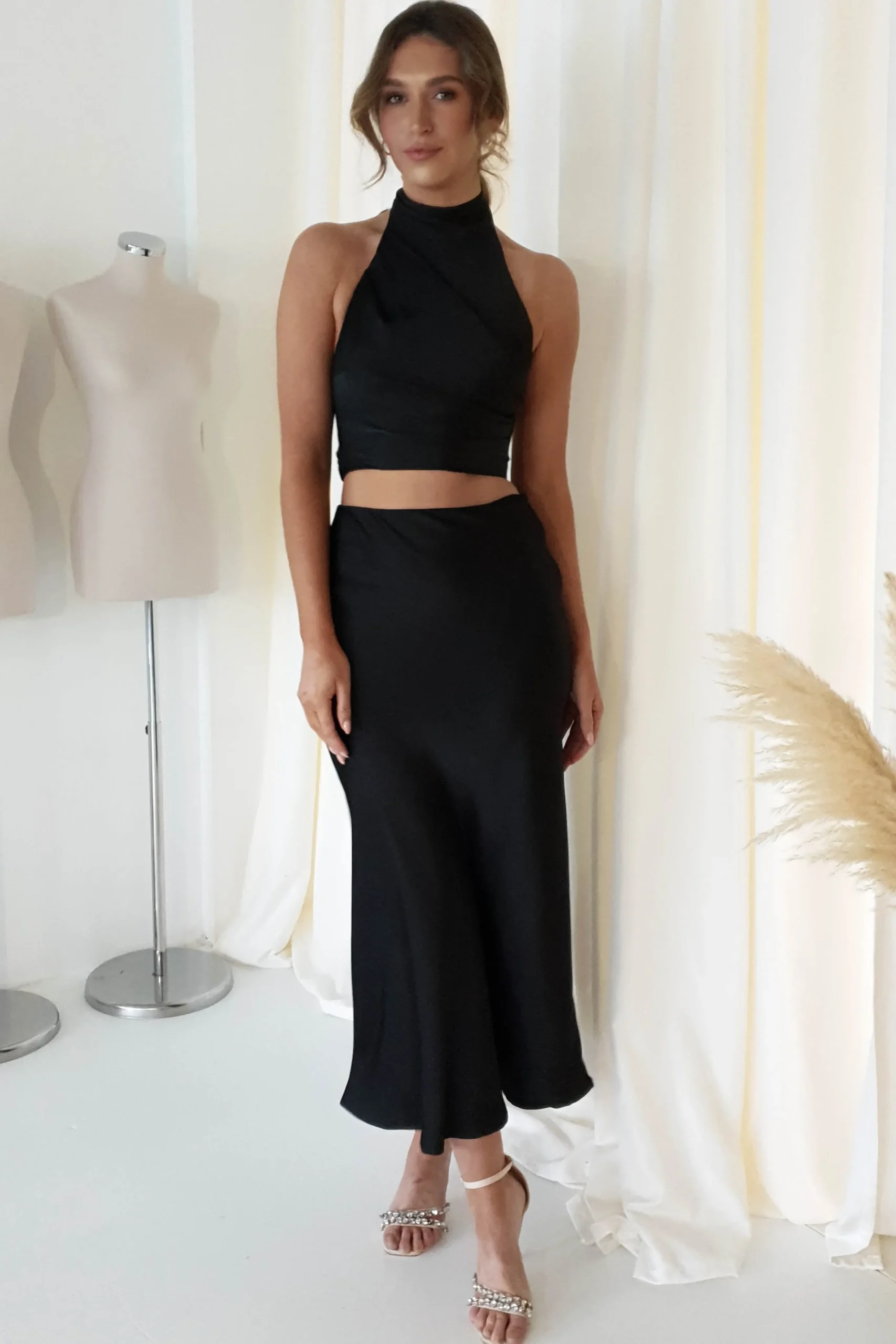 Pamela Satin Top | Black