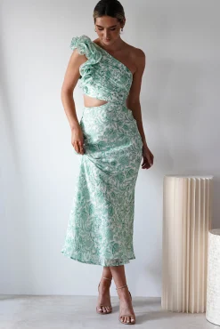 Pertunia Cut Out Midaxi Dress | Green Print
