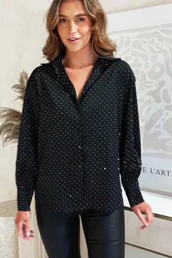 Peta Dimonte Sparkle Satin Blouse | Black