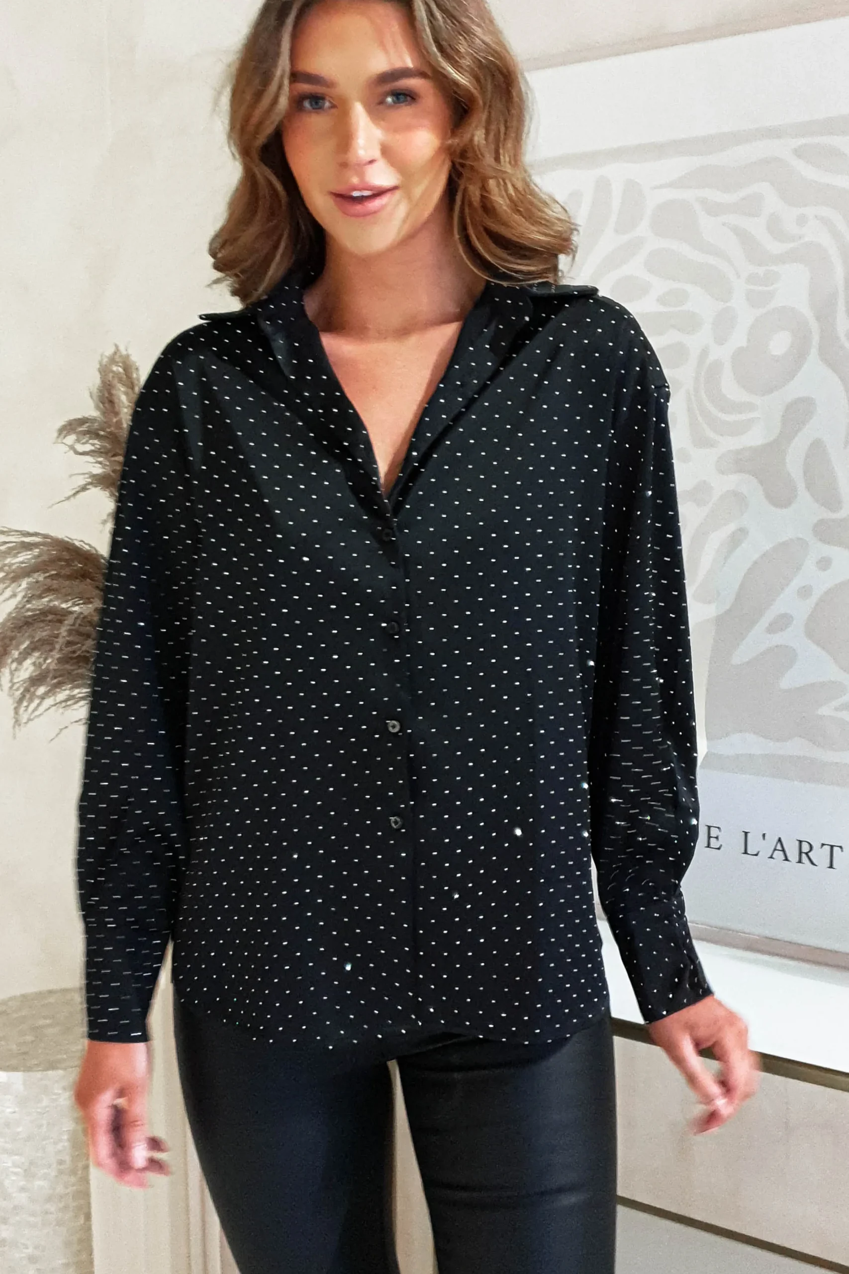 Peta Dimonte Sparkle Satin Blouse | Black