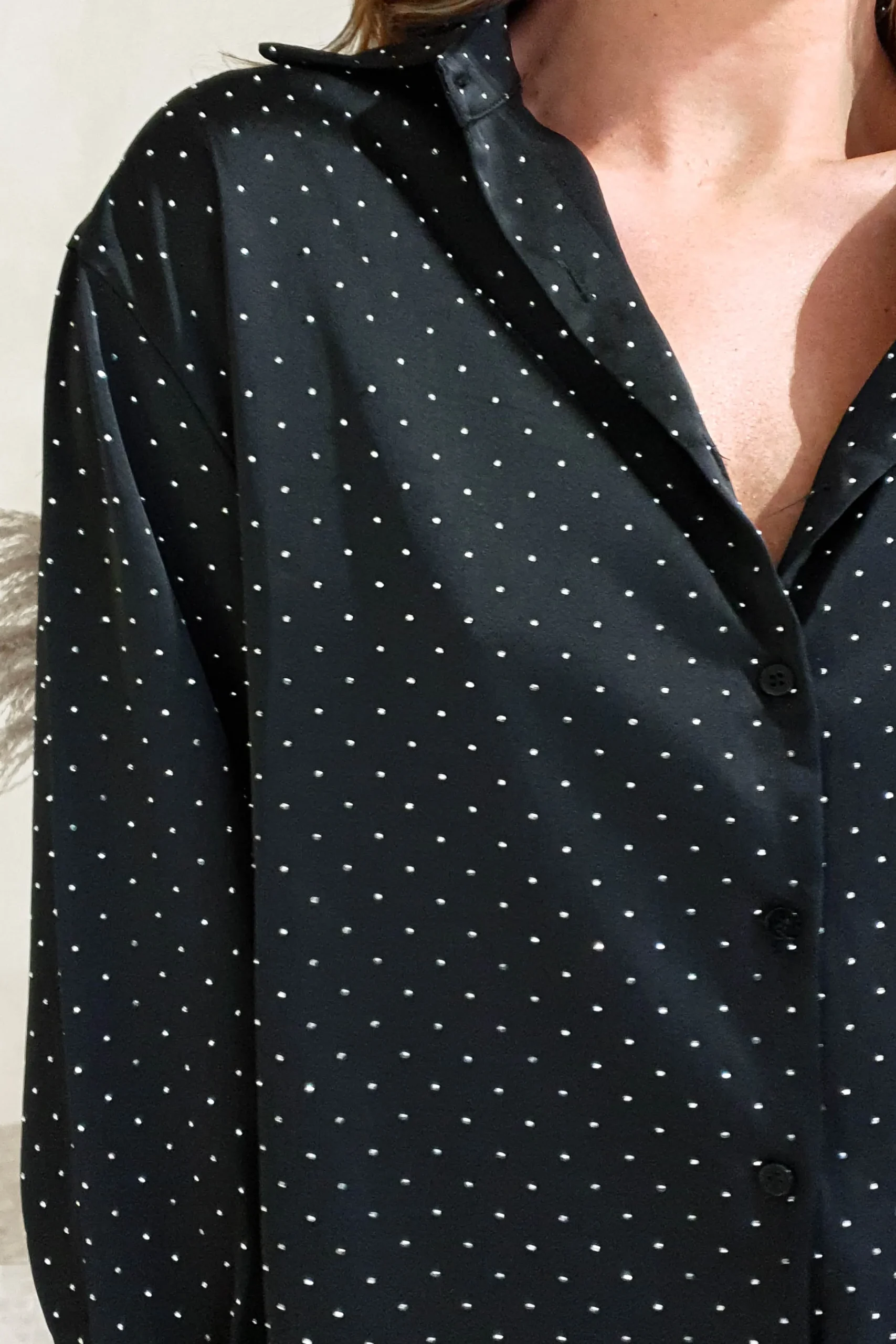 Peta Dimonte Sparkle Satin Blouse | Black