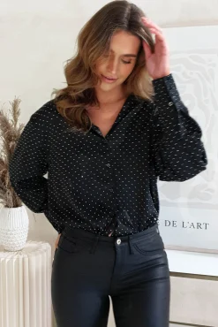 Peta Dimonte Sparkle Satin Blouse | Black