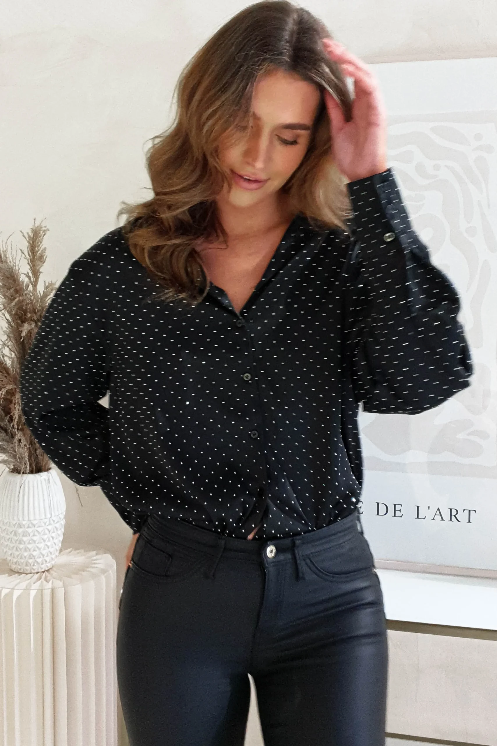 Peta Dimonte Sparkle Satin Blouse | Black