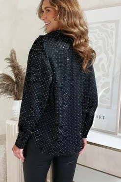 Peta Dimonte Sparkle Satin Blouse | Black