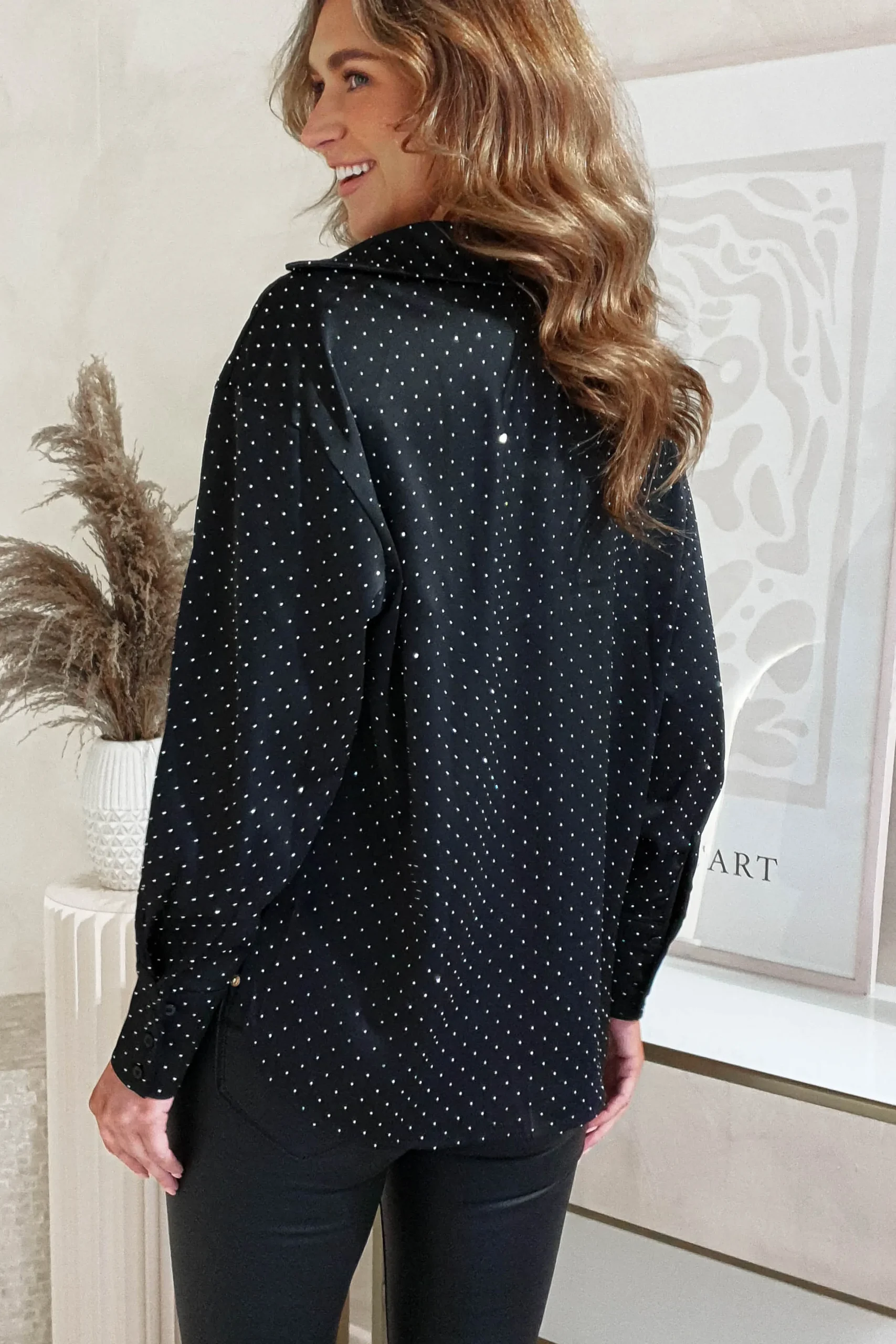 Peta Dimonte Sparkle Satin Blouse | Black