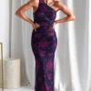 Petra Bodycon Printed Maxi Dress | Grape