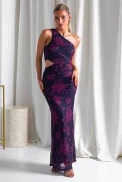 Petra Bodycon Printed Maxi Dress | Grape