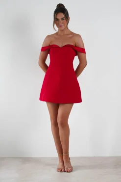 Petra Off the Shoulder Mini Dress | Red
