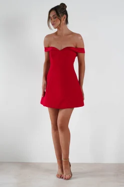 Petra Off the Shoulder Mini Dress | Red